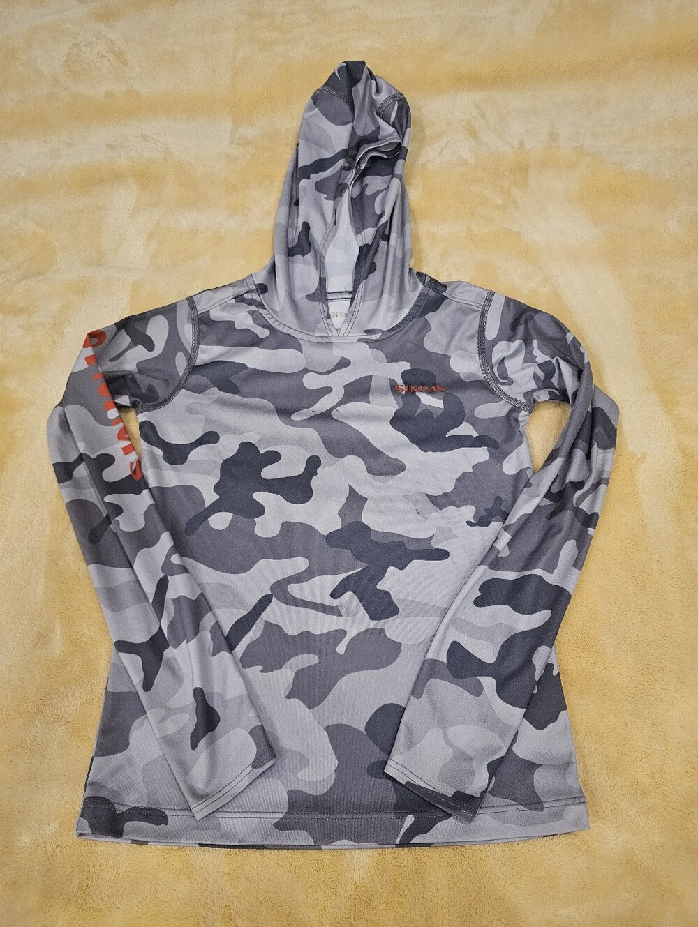Simms Kidd Grey Camo Hooded Fishing Shirt